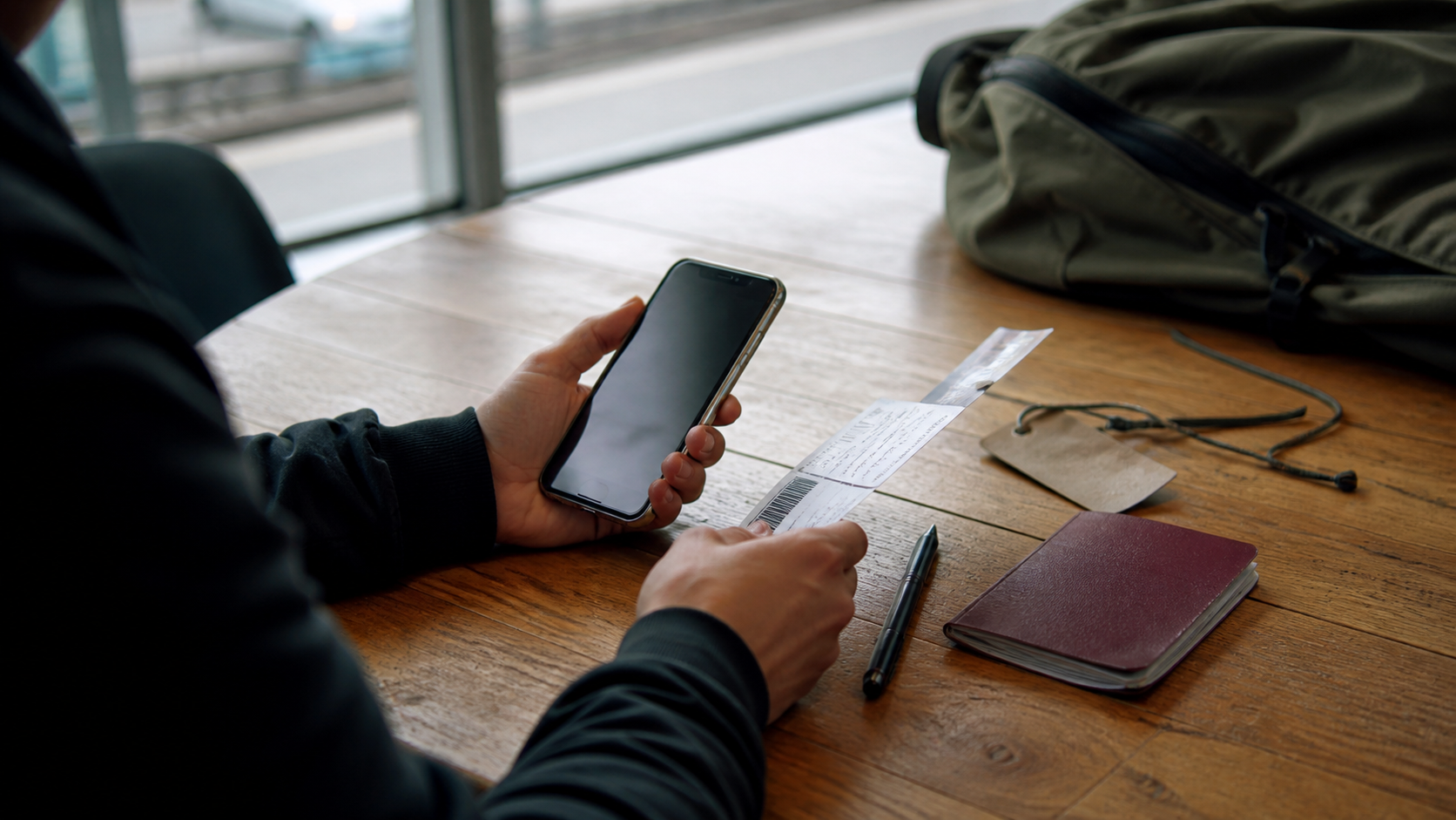 PassWallet importing digital passes beside travel tickets on a desk